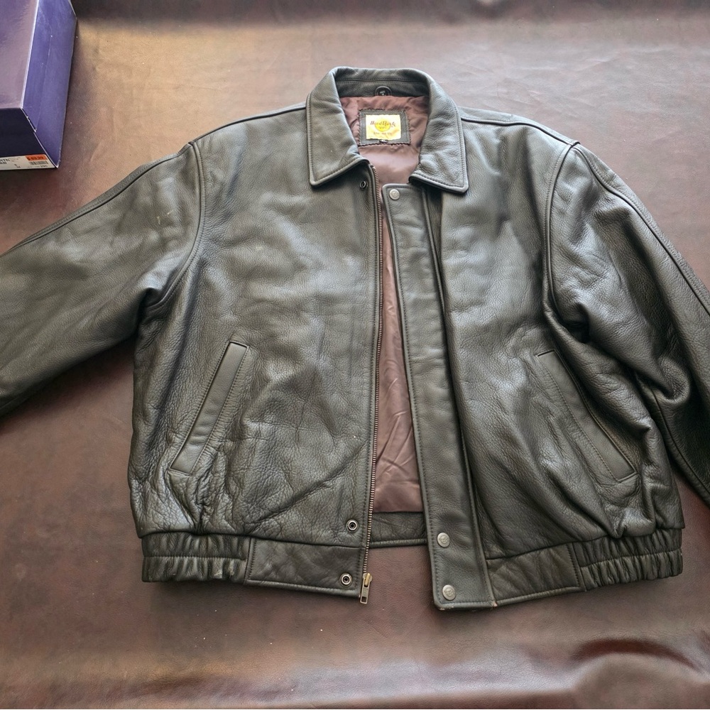Hard Rock Cafe Black Leather Bomber Jacket